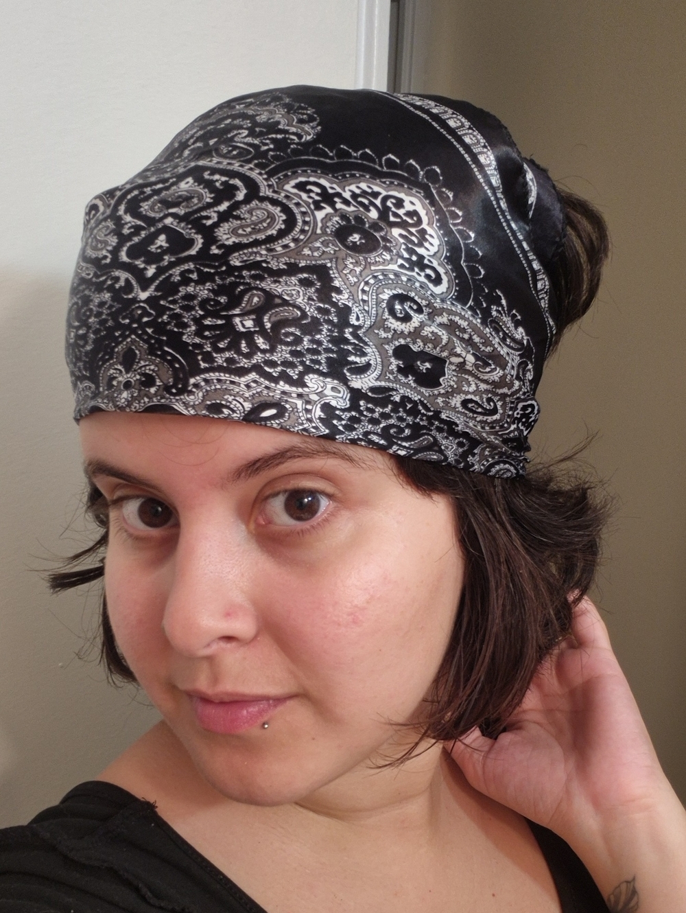 Black Paisley Satin Headscarf - Classic Women’s Hair Wrap